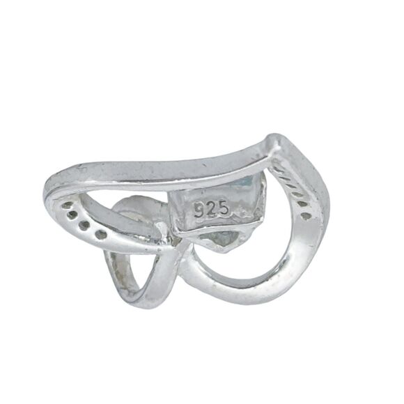 Vintage SU Sterling Silver 925 1.6cm Topaz Cubic Zirconia Heart Pendant - Picture 6 of 8